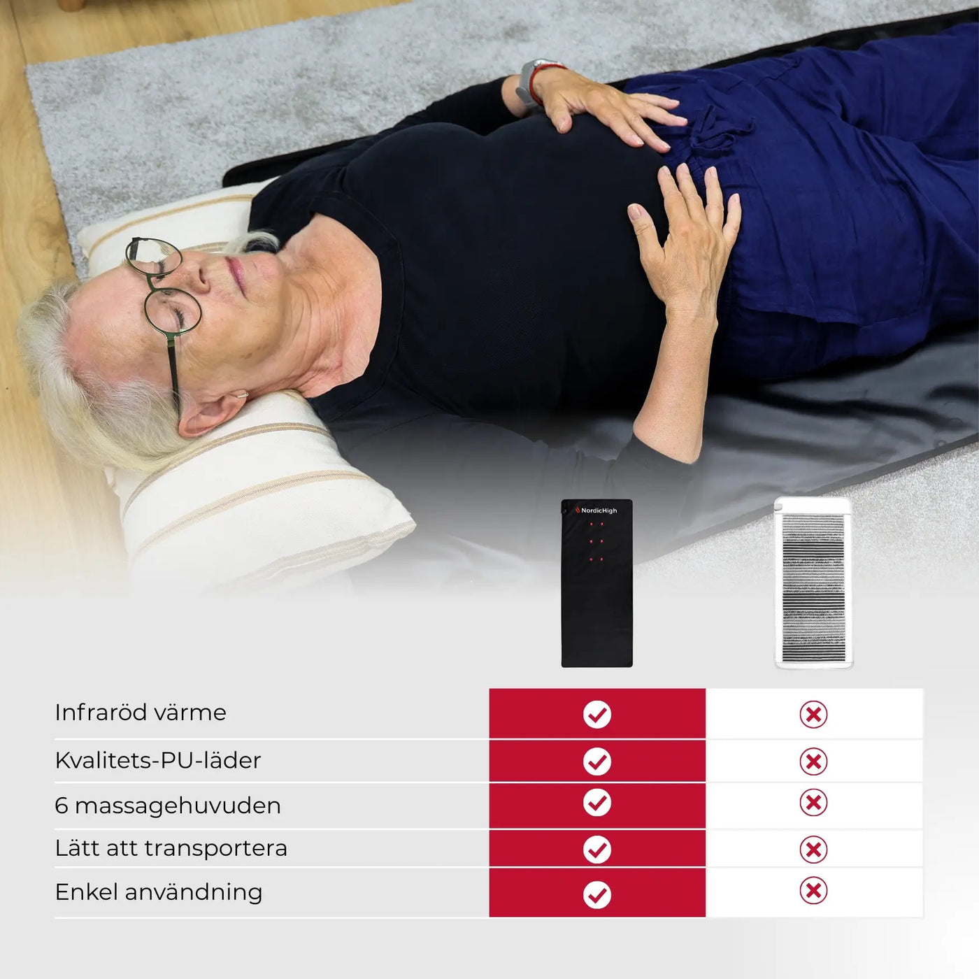 Infraröd värmematta med massage