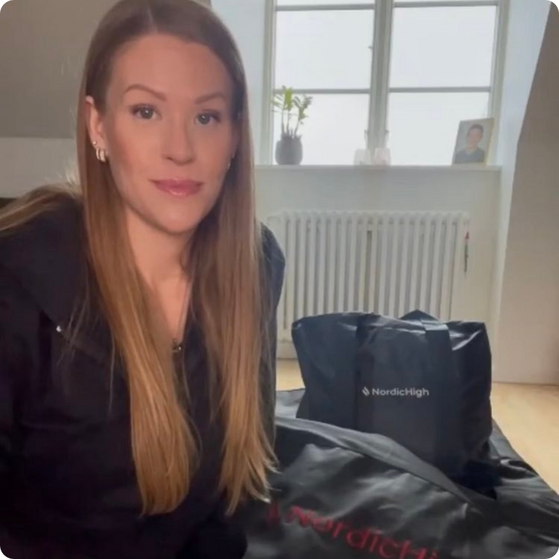 Kund med sin nya INFRARÖD BASTUFILT