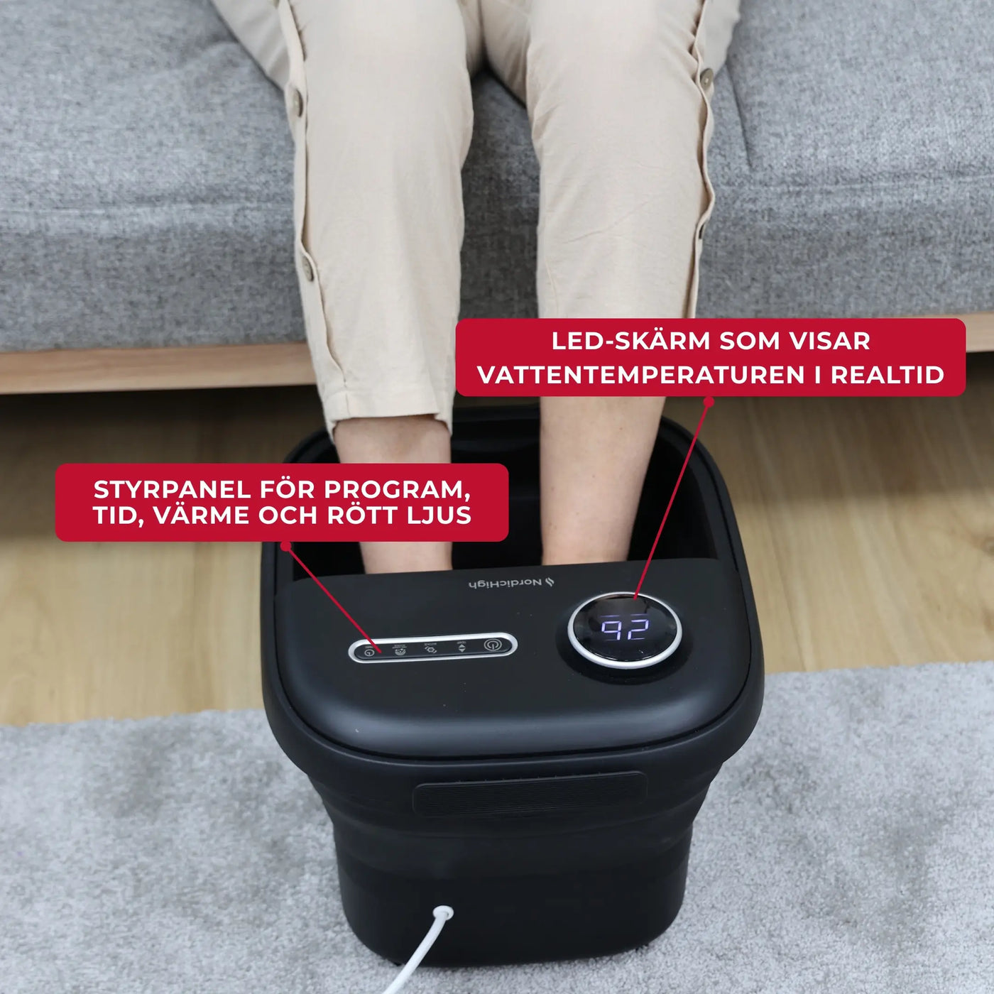 Fotbad Pro med värme och massage