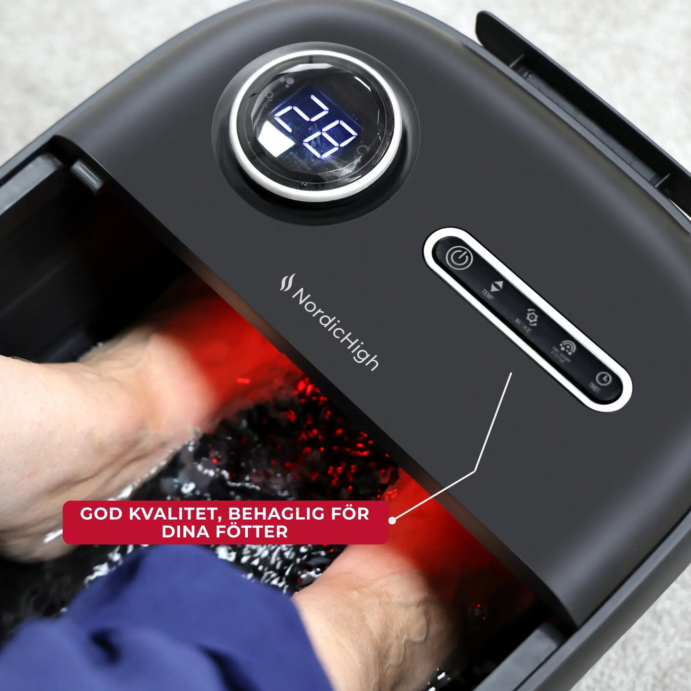 Fotbad Pro med värme och massage