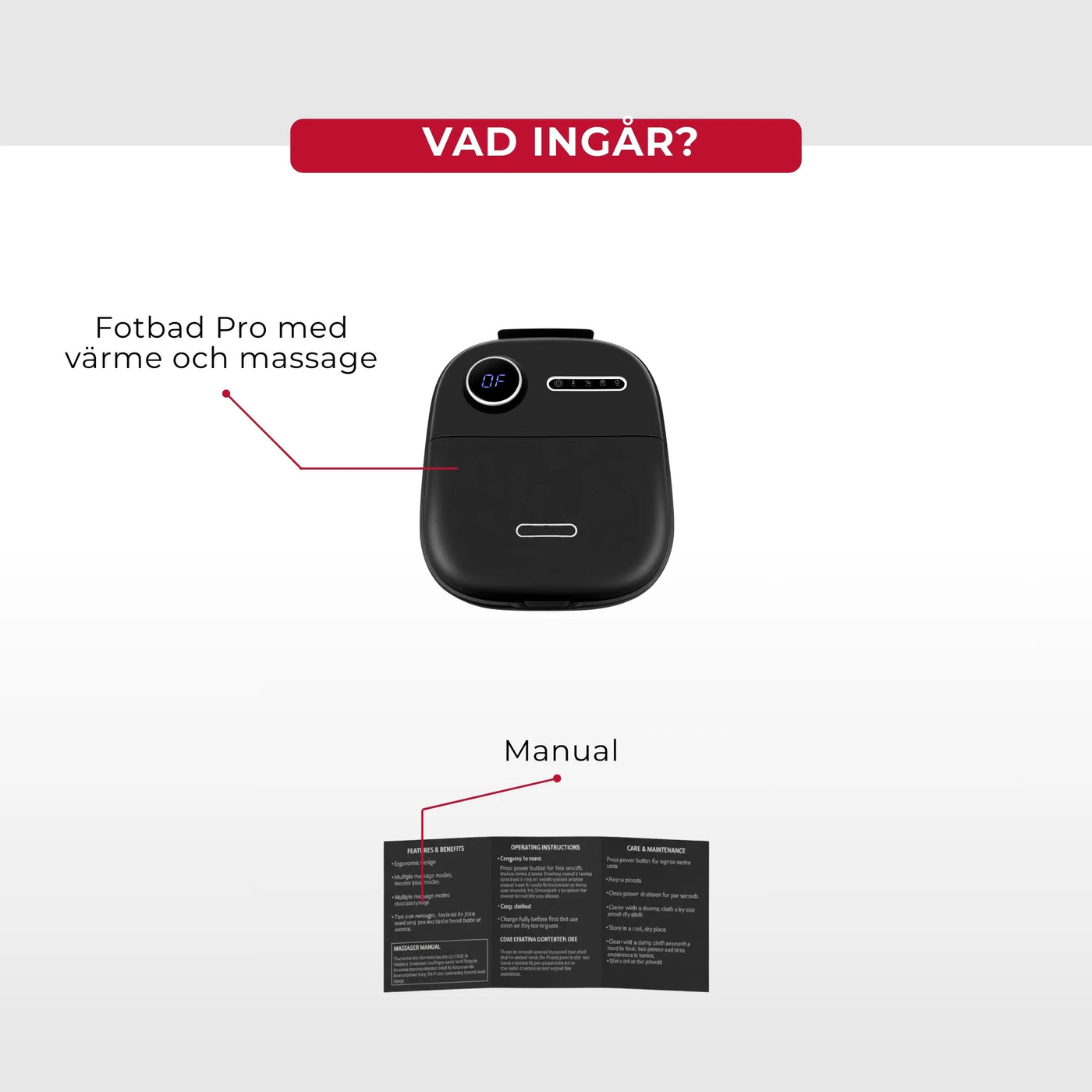 Fotbad Pro med värme och massage